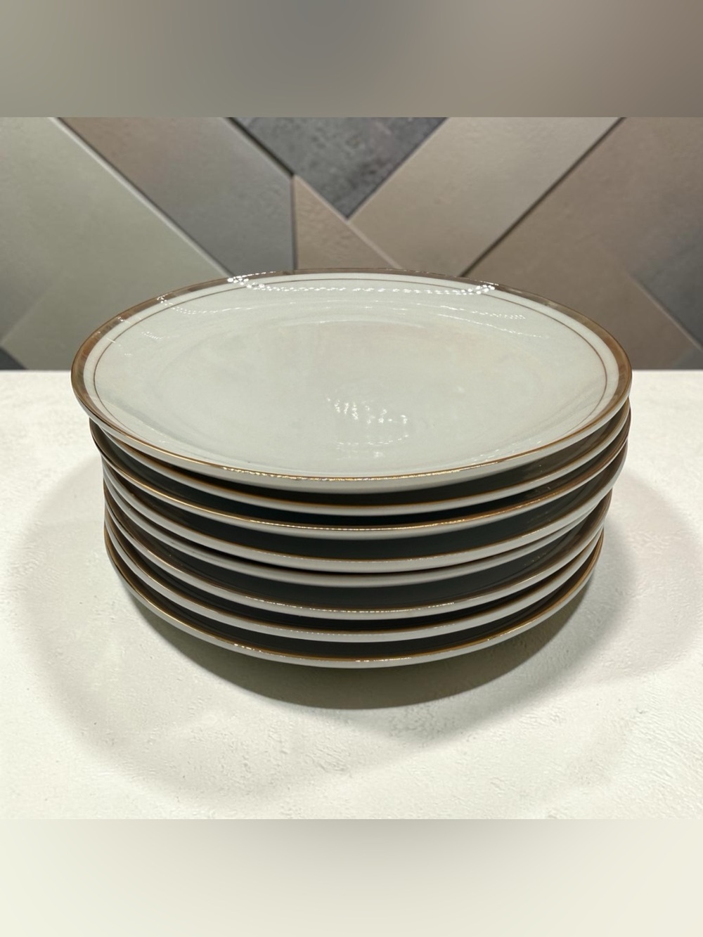 Vintage Royalton China White Bread & Butter Plates with Gold Rim - Set of 8